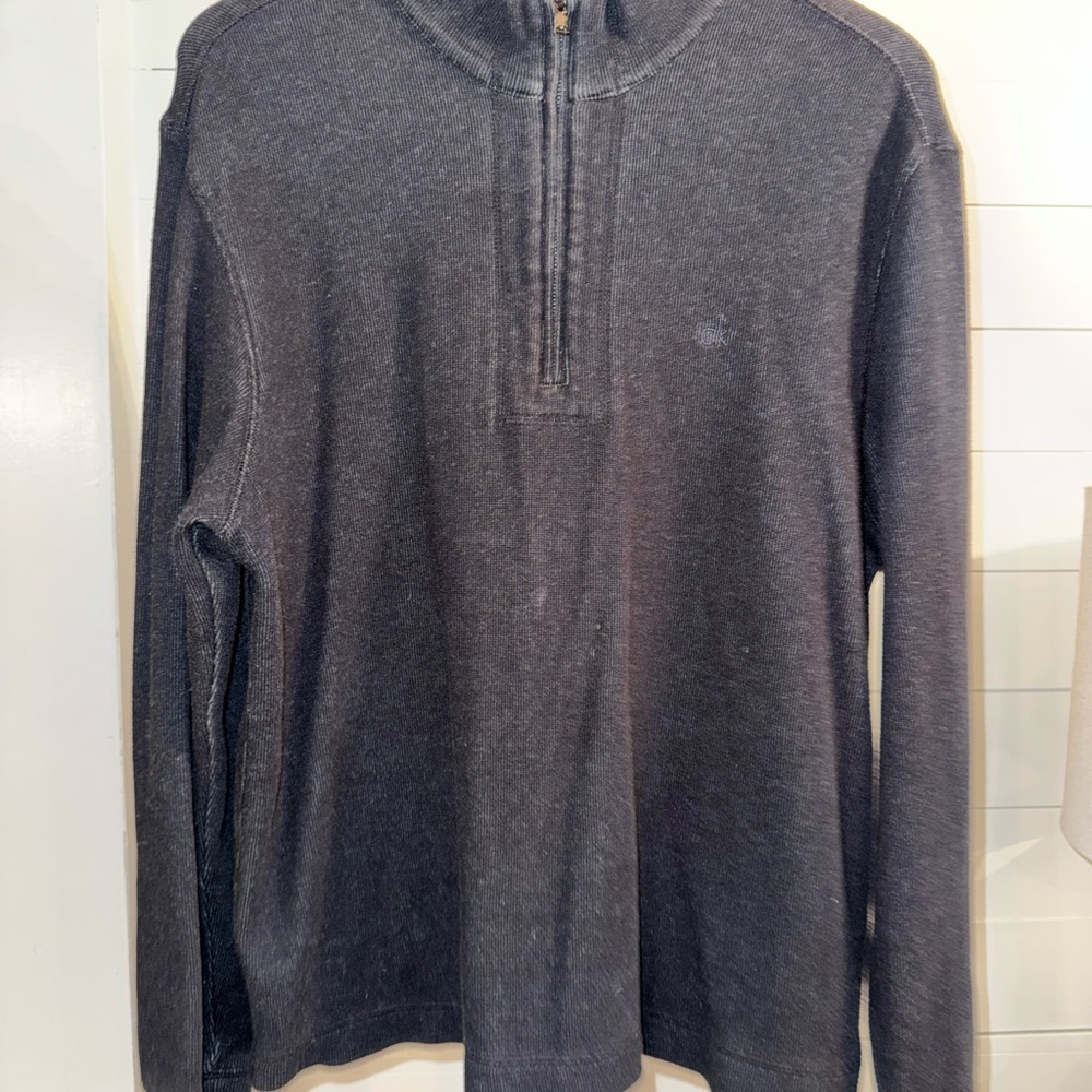 Calvin Klein Men's Size Medium charcoal 1/4 Zip-Up Sweater